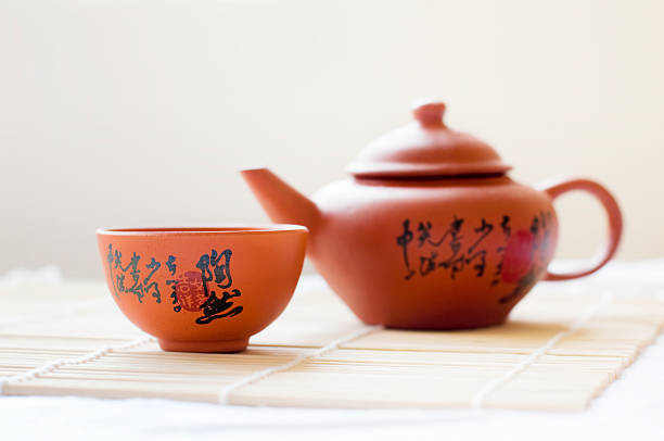 cerámica y tetera taza chino - tea chinese tea chinese script japan fotografías e imágenes de stock