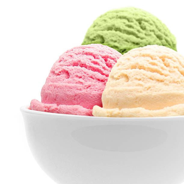 istock Three different scoops of ice cream in a bowl 152542088