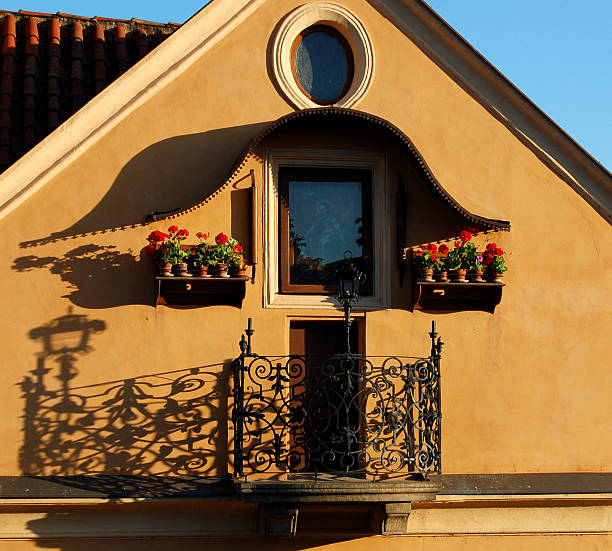 Balcony detail in Prague stock photo