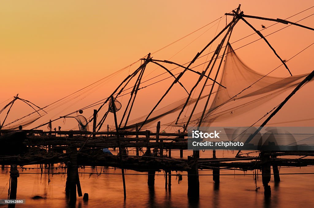 India - Cochin Chinese fisching nets in Cochin, Kerala, India Ancient Stock Photo