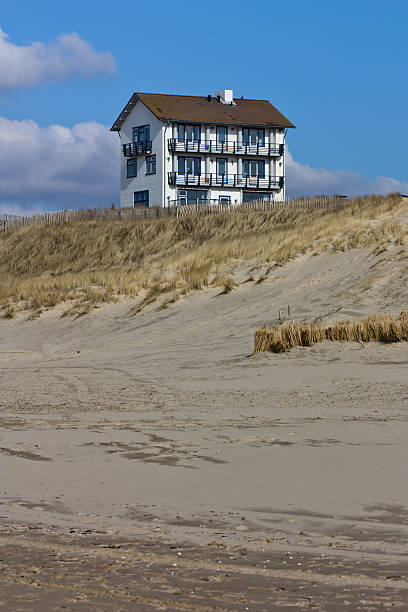 Beach house on a sand dune in the Netherlands