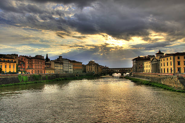 Ponte Vecchio and Florence riversides stock photo