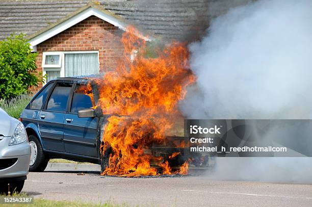 Car Fire Stock Photo - Download Image Now - Farnborough - Hampshire, Hampshire - England, Aldershot