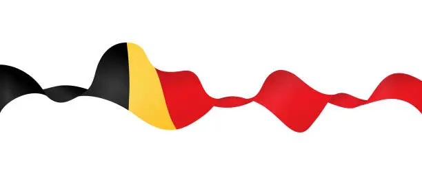 Vector illustration of Flag of Belgium - vector waving ribbon banner. Isolated on white background