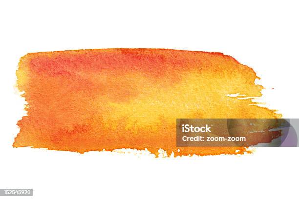 오랑주 브러시 Strokes 수채화에 대한 스톡 사진 및 기타 이미지 - 수채화, 붓놀림, 주황색