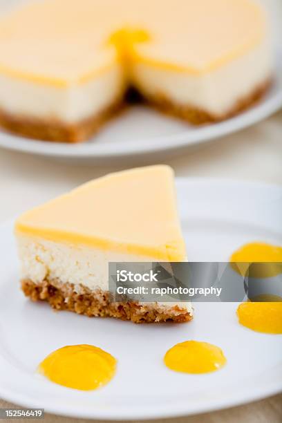 Slice Of Delicious Lemon Cheesecake Stock Photo - Download Image Now - Lemon Cheesecake, Cake, Cheesecake