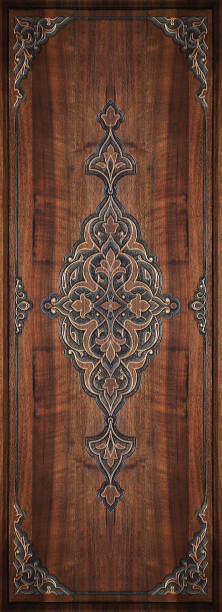 istock Beautiful Arabic patterns carved from wood on the door. 1525479260