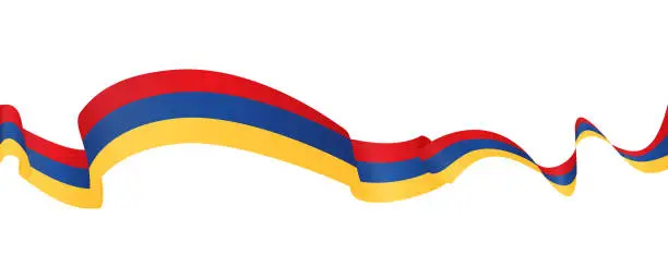 Vector illustration of Flag of Armenia - vector waving ribbon banner. Isolated on white background
