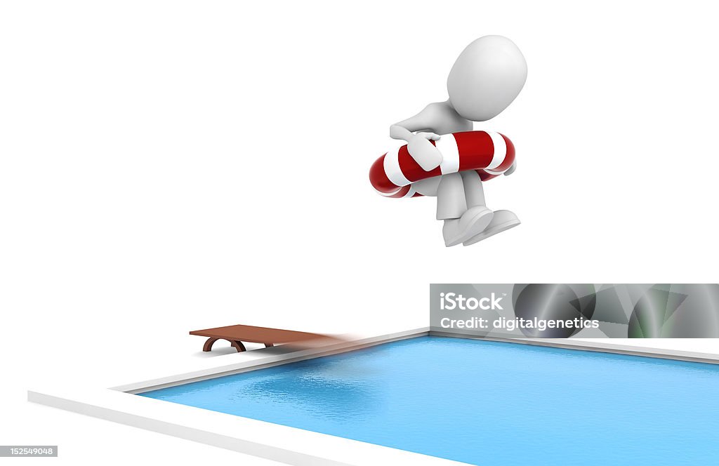 3 d hombre de salto en piscina - Foto de stock de Adulto libre de derechos