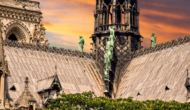 istock Notre Dame de Paris (against the background of a sky at sunset), France 1525515110