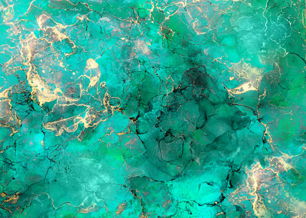 istock Green marble and gold abstract background texture. Abstract marbling with natural luxury style lines of marble and gold powder. Vector 1525525571