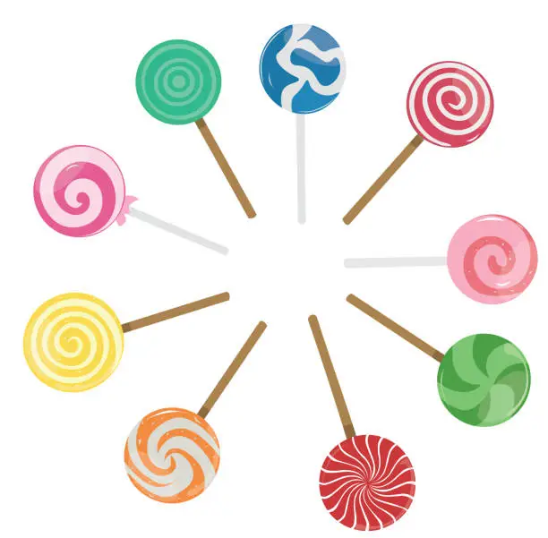 Vector illustration of Sweet lollipop vector set