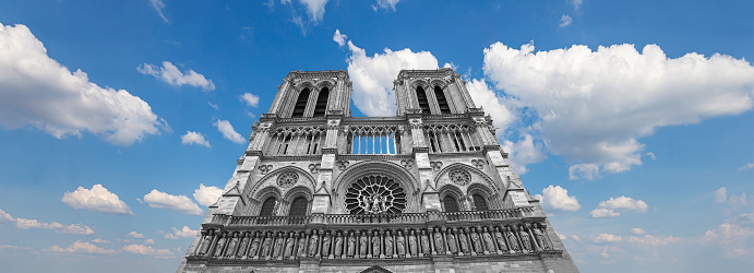 Shot of Notre Dame church in Paris.