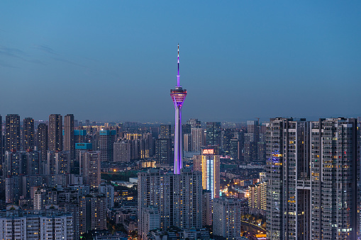 Chengdu TV Tower, 339 meters high, Chengdu Panda Tower, downtown, Chinese city