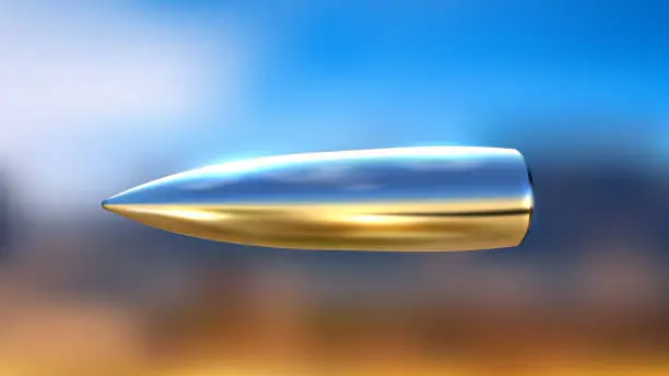 Vector illustration of Realistic Flying Bullet with Reflection