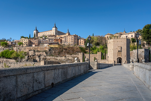 Alcantara Bridge and Alcazar of Toledo - Toledo, Spain