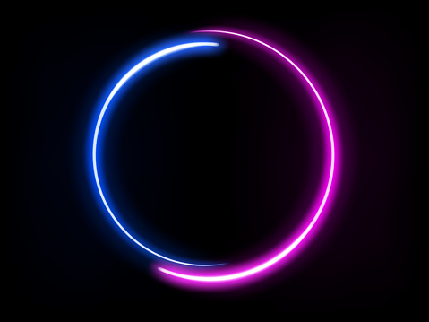 Glowing Round Frame Neon Light, Vector Illustration EPS10