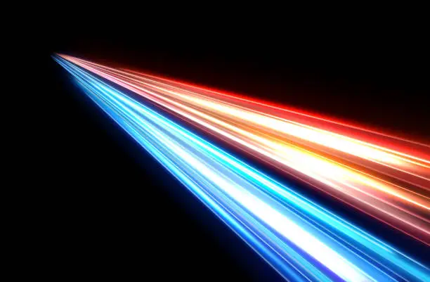 Vector illustration of Colorful Light Trails, Long Time Exposure Motion Blur Effect