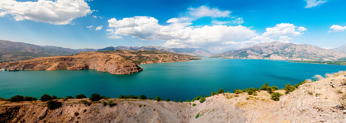 Charvak reservoir. Chimgan rocks. Uzbekistan, Tashkent.