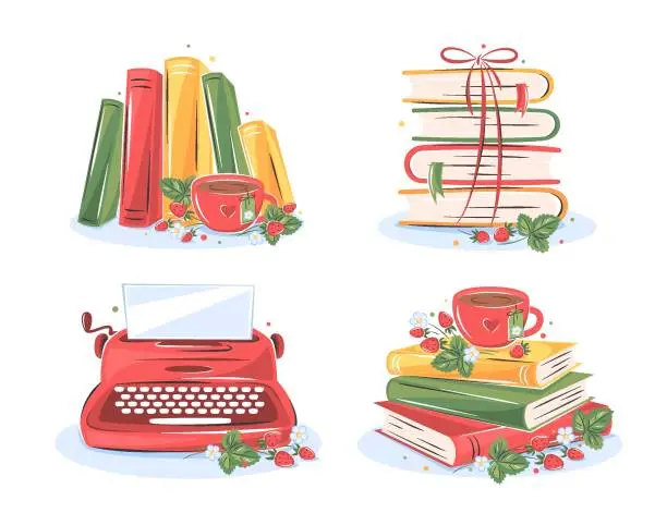 Vector illustration of set books summer 03