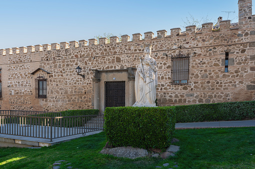 Toledo, Spain - Mar 29, 2019: Isabel La Catolica (Isabella of Castile) Statue - Toledo, Spain