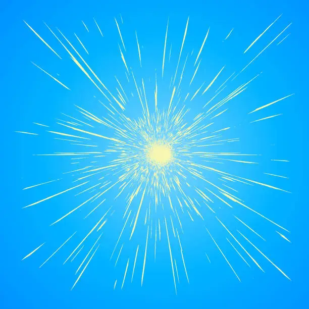 Vector illustration of Sunburst background with light beams and Zoom Effect