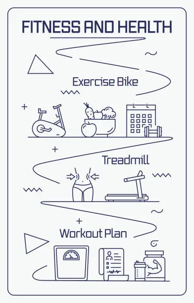 Vector illustration of Fitness And Health Infographic Design is editable and color can be changed. Ready and stylish design icons that follow the path on a white background.