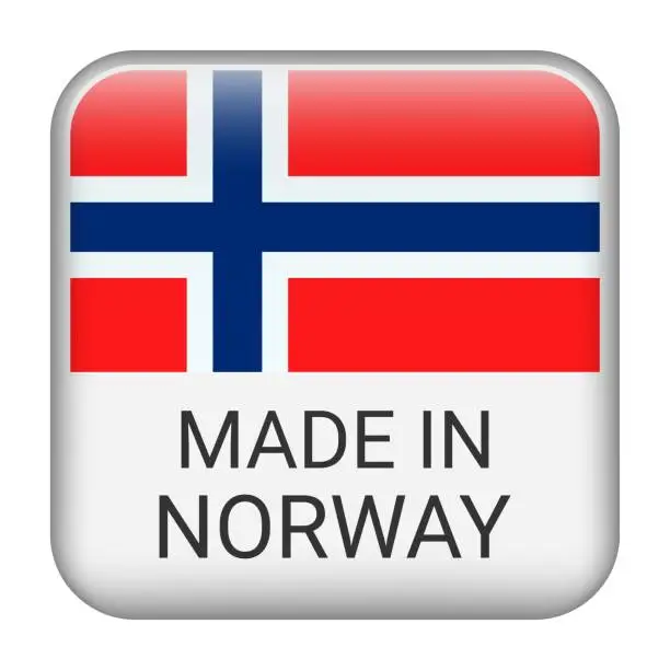 Vector illustration of Made in Norway badge vector. Sticker with stars and national flag. Sign isolated on white background.