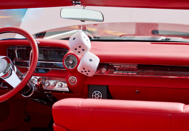 istock Vintage convertible hot rod with red leather interior 1526464640