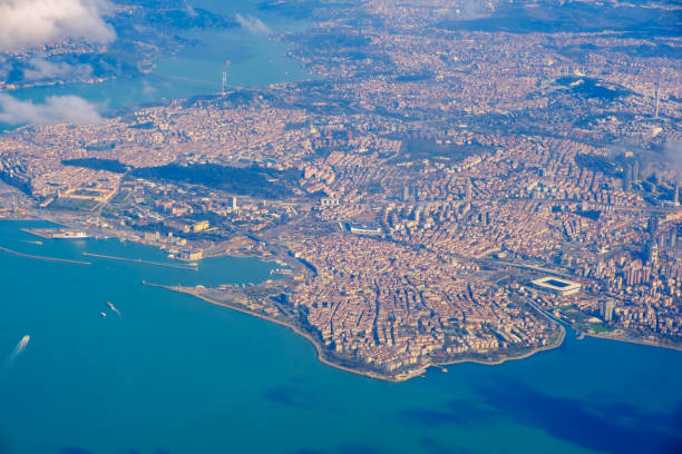 istock Looking through window aircraft during flight over Istanbul in sunny weather 1526565578