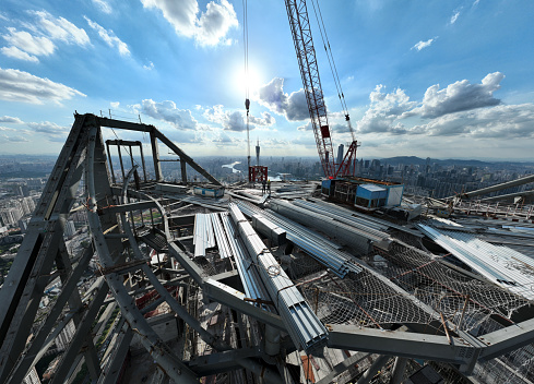 High-rise buildings under construction in Guangzhou, China