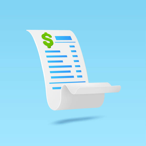 stockillustraties, clipart, cartoons en iconen met 3d receipt bill with dollar sign. pay money with mobile phone banking online payments concept. easy e bill payment transaction. banner for online shopping, advertising. 3d vector illustration. - snavel