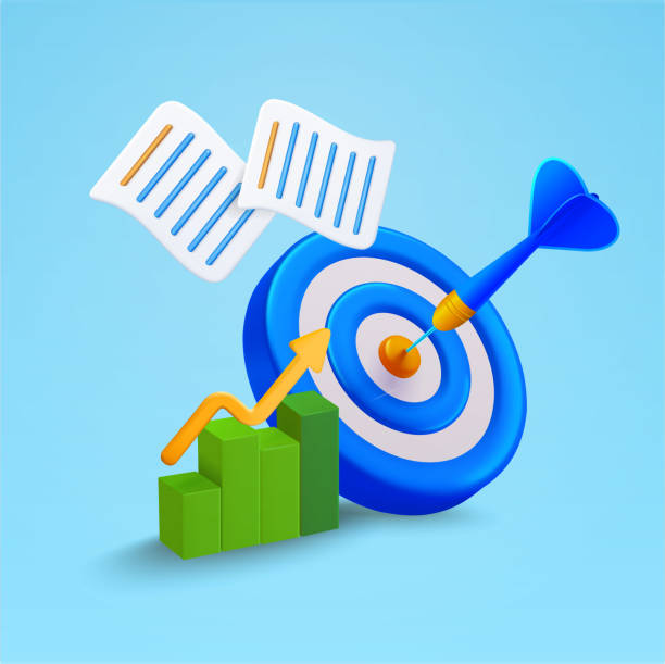 istock 3d growing bar char, line chart with arrow, bull eye target with dart, documents, isolated on white background. Banner concept for target revenue, profitable business, invest. 3d vector illustration 1526626266