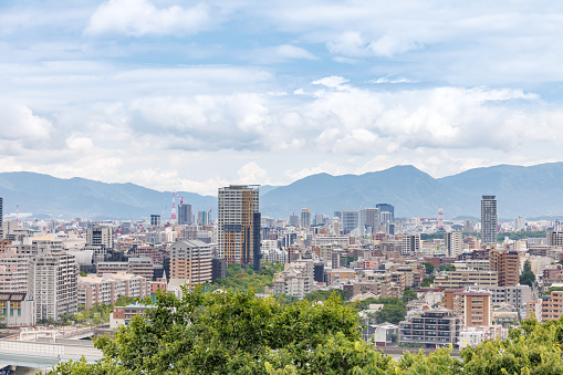 Townscape of Hakata, Fukuoka Prefecture seen from the top of the mountain