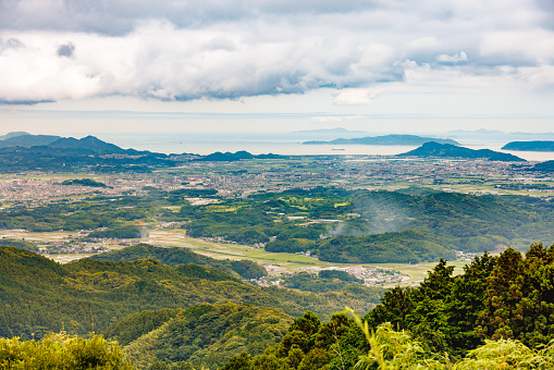 Townscape of Hakata, Fukuoka Prefecture seen from the top of the mountain