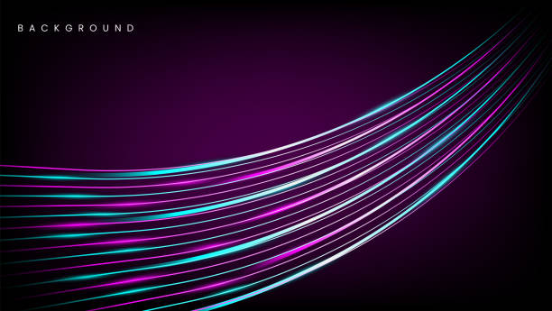 światło neonowe z ostrymi zakrzywionymi liniami. efekt prędkości światła na czarnym tle. koncepcja podróży i technologii - party time flash stock illustrations