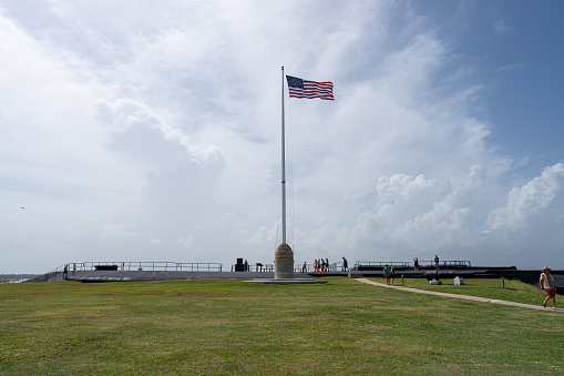 The Flag-Pole at Fort Sumter National Monument with Charleston Harbor in the Background.