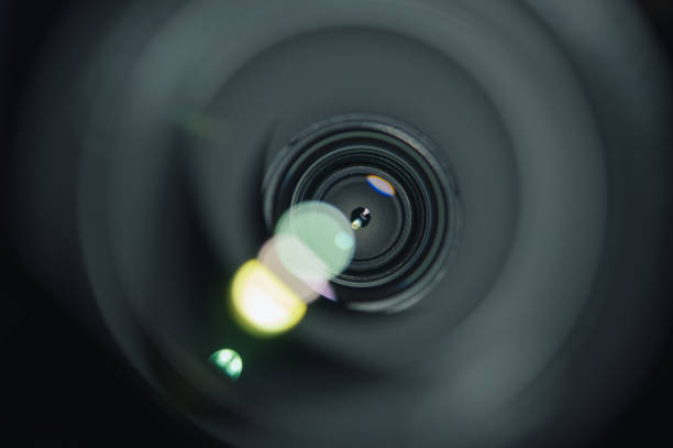 Close-up inside of camera lens,Camera shot in studio
