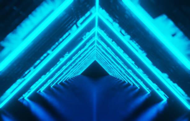 istock Glowing Techno Corridor Futuristic 3D Render with Abstract Design-High-Tech, Cyber and Neon Elements 1526979437