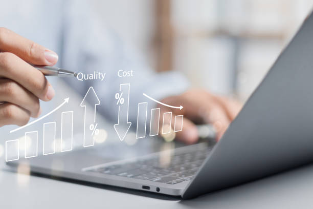 istock Cost and quality control, Improve work efficiency for quality control and company cost reduction. Successful organization strategy and management. 1527015796