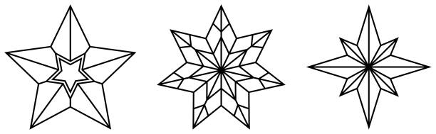 Christmas Star abstract outline vector collection in Black. Isolated Background. Christmas Symbol for Jesus birth. Three Christmas Stars.
Useable for background, wall paper, invitation, calendar, greeting cards etc. sterne stock illustrations