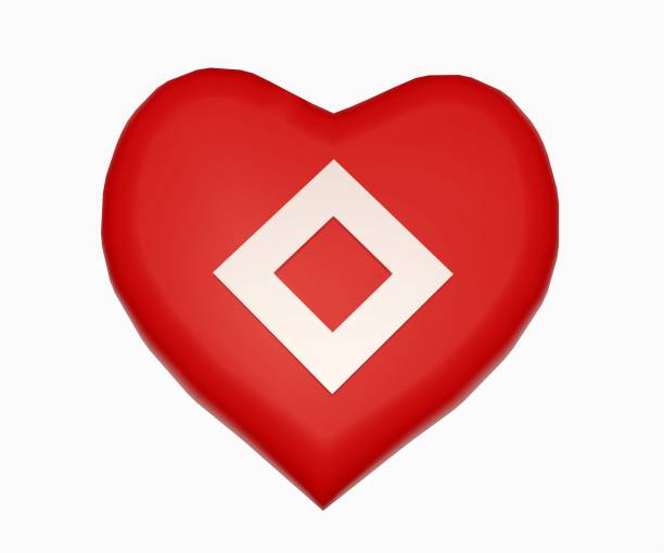 red crystal symbol in red heart shape