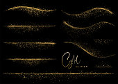 Set of Abstract shiny gold glitter design element. For New Year, Merry Christmas greeting card design