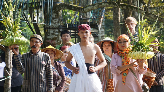 Blitar, East Java, Indonesia - June 4th, 2023 : The ceremony of Manten Kopi (Coffee marriage)