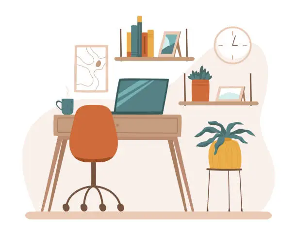 Vector illustration of Workplace for remote work