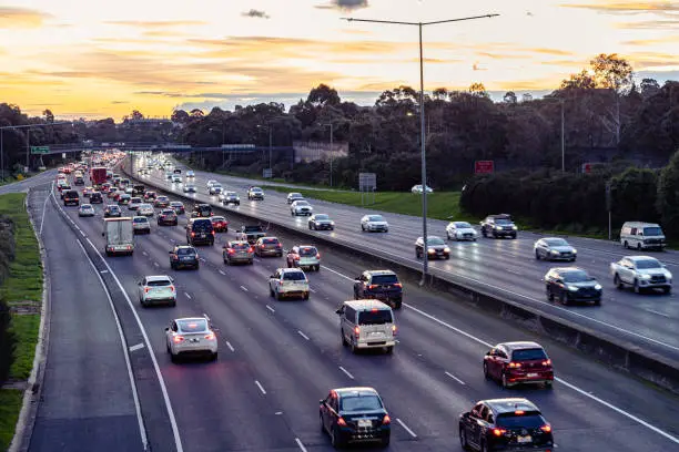 Congested motorway near Melbourne