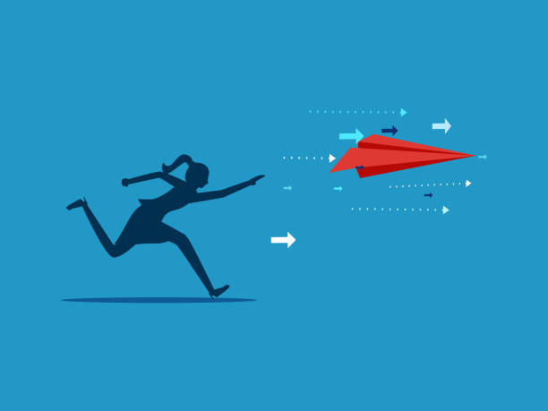 istock Leadership and progress. woman runs and grabs a paper plane 1527419465