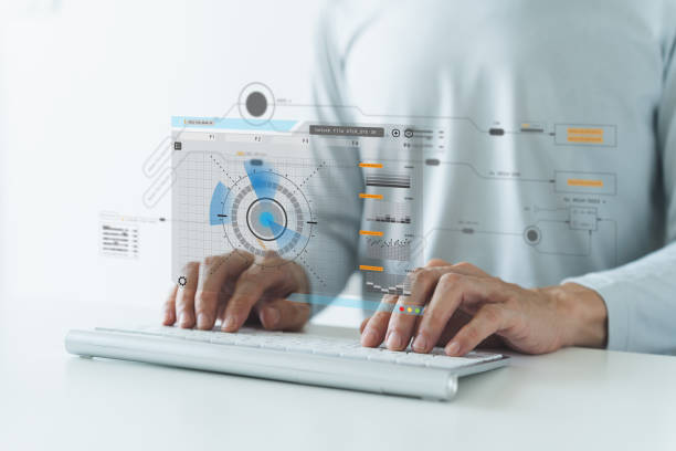 Software developer or programmer coding program with laptop. Create Intelligence innovation. Computer programming, development software engineer and architecture, digital data technology management Software developer or programmer coding program with laptop. Create Intelligence innovation. Computer programming, development software engineer and architecture, digital data technology management software development planning stock pictures, royalty-free photos & images