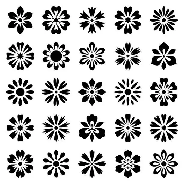 Vector illustration of Flower icon set