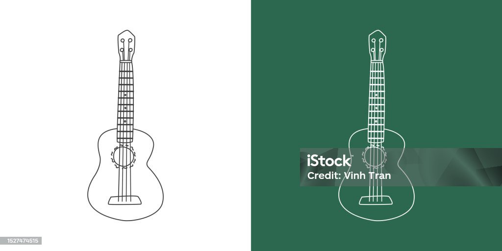 Ukulele Line Ukulele Line Drawing Cartoon Style String Instrument Ukulele Clipart ...
